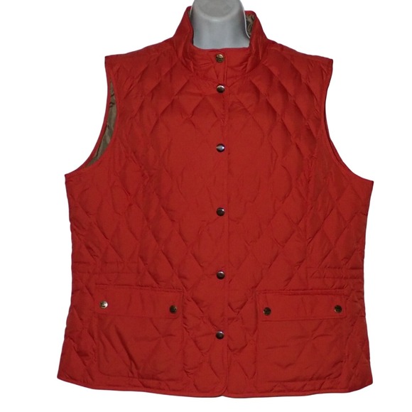 Eddie Bauer Jackets & Blazers - Eddie Bauer Goose Down Vest Women XXL Orange Snap‎ Quilted Outdoor Cottage layer